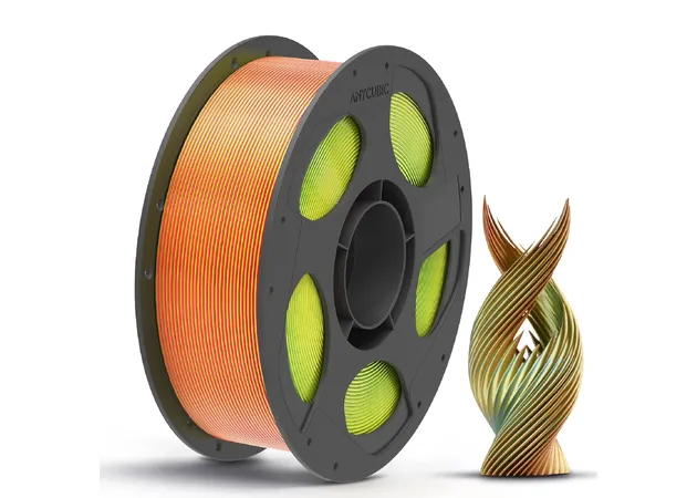 Фото 3 - Anycubic PLA Silk Tri Color Red Yellow Green Filament 1 kg 1.75 mm for 3D Printer